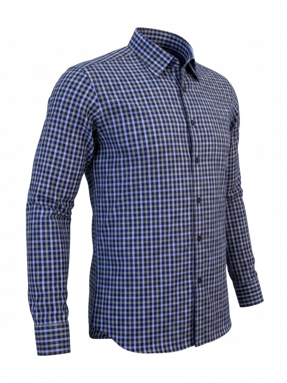 Robert Talbott Classic Men’s L Blue Plaid 100% Cotton Button Down Shirt